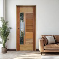 Porta com Visor Mista Batente Misto Puxador Barra Chata 82x210 Cm Direito Rodam Bbb Porta com Visor Mista Batente Misto Puxador Barra Chata 82x210 Cm Direito Rodam Bbb