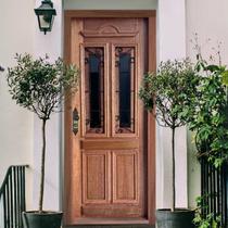 Porta Completa Duquesa c/ Grade 92x210cm em Madeira Maciça Cedro Arana