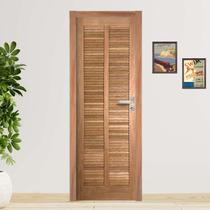 Porta Completa Veneziana Reta 80x210cm em Madeira Maciça Cedro Arana