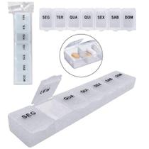 Porta comprimido de plastico retangular semanal com 7 compartimentos 15x3cm - SAZ COMERCIO