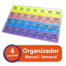 Porta Comprimido Organizador Medicamento Semanal Mensal Colorida - Total Shop Mix