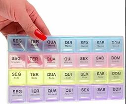 Porta Comprimido Semanal 28 Compartimentos - 4 Períodos Alux Porta Comprimido Semanal 28 Compartimentos - 4 Períodos Alux