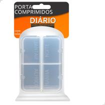 Porta Comprimidos Diário 4 Repartições Organizador Transparente Cápsulas Estojo Caixa Retangular