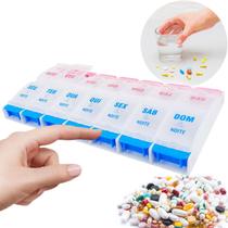 Porta Comprimidos Grande Separador Diário Semanal Organizador Cápsulas Estojo Com Botão