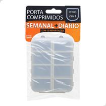 Porta Comprimidos Semanal + Diário 12 Repartições Organizador de Transparente Cápsulas Estojo Caixa