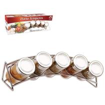 Porta Condimento 5 Peças Art House C/ Suporte De Metal