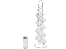 Porta Condimento 5x Potes Tempero Suporte Vertical Vidro Porta Condimento 5x Potes Tempero Suporte Vertical Vidro