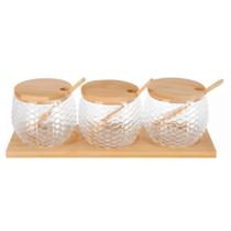 Porta Condimento Com Colher Bambu 3 Peças - Dolce Home Porta Condimento Com Colher Bambu 3 Peças - Dolce Home