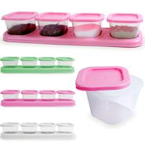 Porta condimento de plastico quadrado kit com 4 pecas + suporte colors