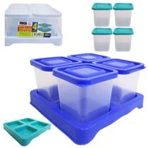 Porta Condimento De Plastico Verde Quadrado Kit Com 4 Pecas