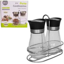 Porta condimento de vidro 2 peças 140ml + suporte aramado - YINS