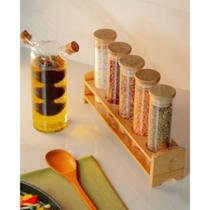 Porta condimento de vidro borossilicato com suporte de bambu 100ml para cozinha tempero temperos condimentos sal kit Porta condimento de vidro borossilicato com suporte de bambu 100ml para cozinha tempero temperos condimentos sal kit