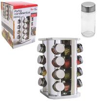 Porta Condimento de Vidro / Inox Giratório c/ 17 pçs
