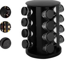 Porta condimento giratorio 16 pecas preto - dolce home Porta condimento giratorio 16 pecas preto - dolce home