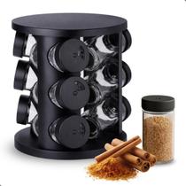 Porta Condimento Giratório com 9 Potes de Vidro com Tampa Dosadora - Thika Porta Condimento Giratório com 9 Potes de Vidro com Tampa Dosadora - Thika