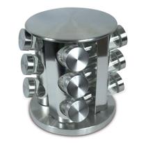 Porta Condimento Giratório Vidro Tampa Inox Pote Organizador