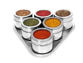 Porta Condimento Magnético Inox C/ 6 Frascos + Suporte Porta Condimento Magnético Inox C/ 6 Frascos + Suporte