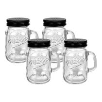 Porta Condimento Mini Canecas De Vidro Com Tampa 4 Pçs 100ml Porta Condimento Mini Canecas De Vidro Com Tampa 4 Pçs 100ml