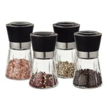 Porta condimento / moedor de pimenta e temperos de vidro com tampa de inox preto para cozinha Porta condimento / moedor de pimenta e temperos de vidro com tampa de inox preto para cozinha