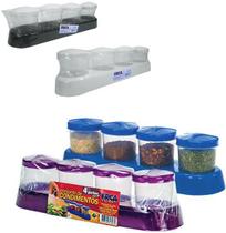 Porta Condimento Plastico Colors 4 Pecas+Suporte