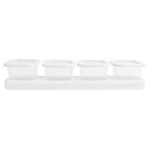 Porta Condimento / Tempero Branco C/ 4 Recipientes e Suporte Porta Condimento / Tempero Branco C/ 4 Recipientes e Suporte