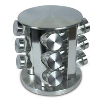 Porta Condimento Vidro Giratório Com Tampa Inox Para Cozinha Completa