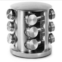 Porta Condimentos 12 Peças com Base Giratória em Inox - Futuro