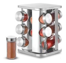 Porta condimentos 12pçs de vidro c/ suporte inox - Lin Ran