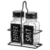 Porta Condimentos 2pçs 60ml em Vidro/Plástico e Suporte em Metal Preto - Hauskraft Porta Condimentos 2pçs 60ml em Vidro/Plástico e Suporte em Metal Preto - Hauskraft