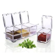 Porta Condimentos 4 Potinhos Organizadores C/ Mini Colher Cozinha Temperos