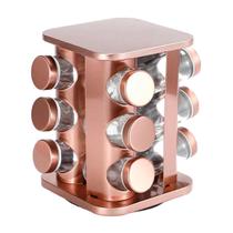 Porta Condimentos Base Giratório Inox 12 Potes - Rosé