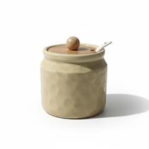 Porta Condimentos Cerâmica Stoneware Craft Colher Bambu