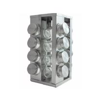 Porta Condimentos com 16 Vidros de 80 ml + Suporte de Inox Giratório - Top Chef