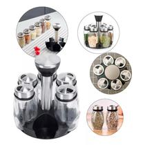 Porta Condimentos Com Base Giratória 6 Potes De Vidro 100 Ml