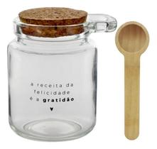 Porta Condimentos Com Frase 280ml De Vidro Com Colher