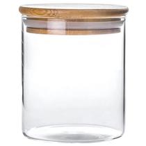 Porta condimentos de vidro borossilicato hermético com tampa de bambu 200 ml Porta condimentos de vidro borossilicato hermético com tampa de bambu 200 ml