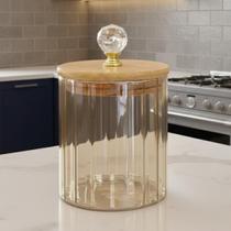 Porta Condimentos de Vidro Hermético 500ml com Tampa de Bambu Pote para cozinha Sala Banheiro multifuncional Porta Condimentos de Vidro Hermético 500ml com Tampa de Bambu Pote para cozinha Sala Banheiro multifuncional