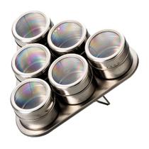 Porta Condimentos E Temperos 6 Potes Magnéticos Em Aço Inox E 1
