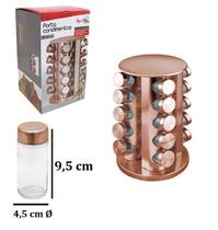 Porta Condimentos e Temperos com 20 Vidros de 80 ml + Suporte de Inox Giratório Rose Gold Porta Condimentos e Temperos com 20 Vidros de 80 ml + Suporte de Inox Giratório Rose Gold