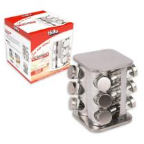 Porta Condimentos e Temperos Giratório com 12 Potes em Aço Inox e Vidro Porta Condimentos e Temperos Giratório com 12 Potes em Aço Inox e Vidro