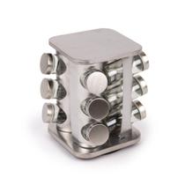 Porta Condimentos e Temperos Giratório com 12 Potes em Aço Inox e Vidro