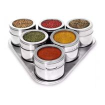 Porta Condimentos e Temperos Magnético Inox com 7 Peças - Clink/Kehome