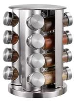 Porta Condimentos Giratório 16 Frascos Cromado Aço Inox- FUTURO + Tecido limpeza