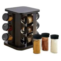 Porta Condimentos Giratório Com 12 Potes de Vidro Porta Temperos E Especiarias Com Tampa Dosadora Pote De Vidro 85ml Em Casa Tem Glass