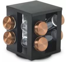 Porta Condimentos Giratório em Inox Bronze com 8 Peças 17 cm - Mimo Style - AJ19185 Porta Condimentos Giratório em Inox Bronze com 8 Peças 17 cm - Mimo Style - AJ19185