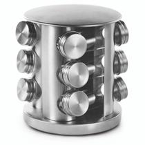 Porta Condimentos Giratório em Inox com 12 Peças 21 cm - Mimo Style - AJ19187