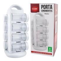 Porta Condimentos Giratório Plástico Com 8 Frascos Clink Cor Branco Porta Condimentos Giratório Plástico Com 8 Frascos Clink Cor Branco