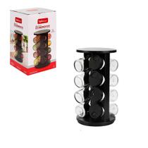 Porta Condimentos Giratório Plástico Preto com 08 Potes 80ml Porta Condimentos Giratório Plástico Preto com 08 Potes 80ml