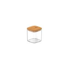 Porta Condimentos Hermético Keep Quadrado em Poliestireno Transparente com Tampa em Bambu 0,15L - Ou