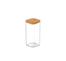 Porta Condimentos Hermético Keep Quadrado em Poliestireno Transparente com Tampa em Bambu 0,34L - Ou Porta Condimentos Hermético Keep Quadrado em Poliestireno Transparente com Tampa em Bambu 0,34L - Ou